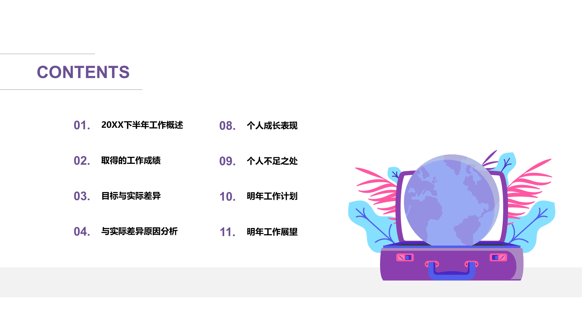 紫色创意个人工作总结报告PPT案例