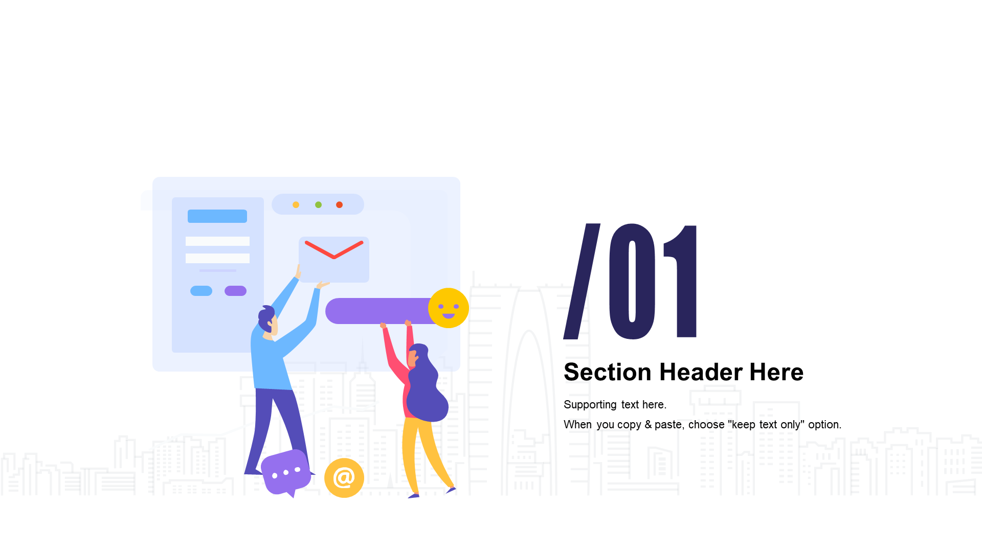 Blue Illustration Internet Work Summary PPT Theme