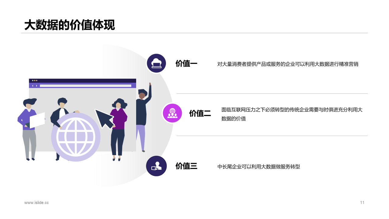 紫色插画风大数据时代应用介绍PPT素材下载