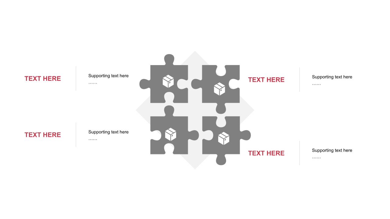 红色矩形拼图扁平4项PPT循环