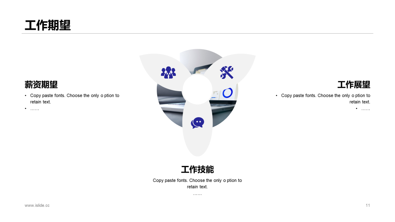 蓝色简约风个人简历岗位述职报告PPT素材