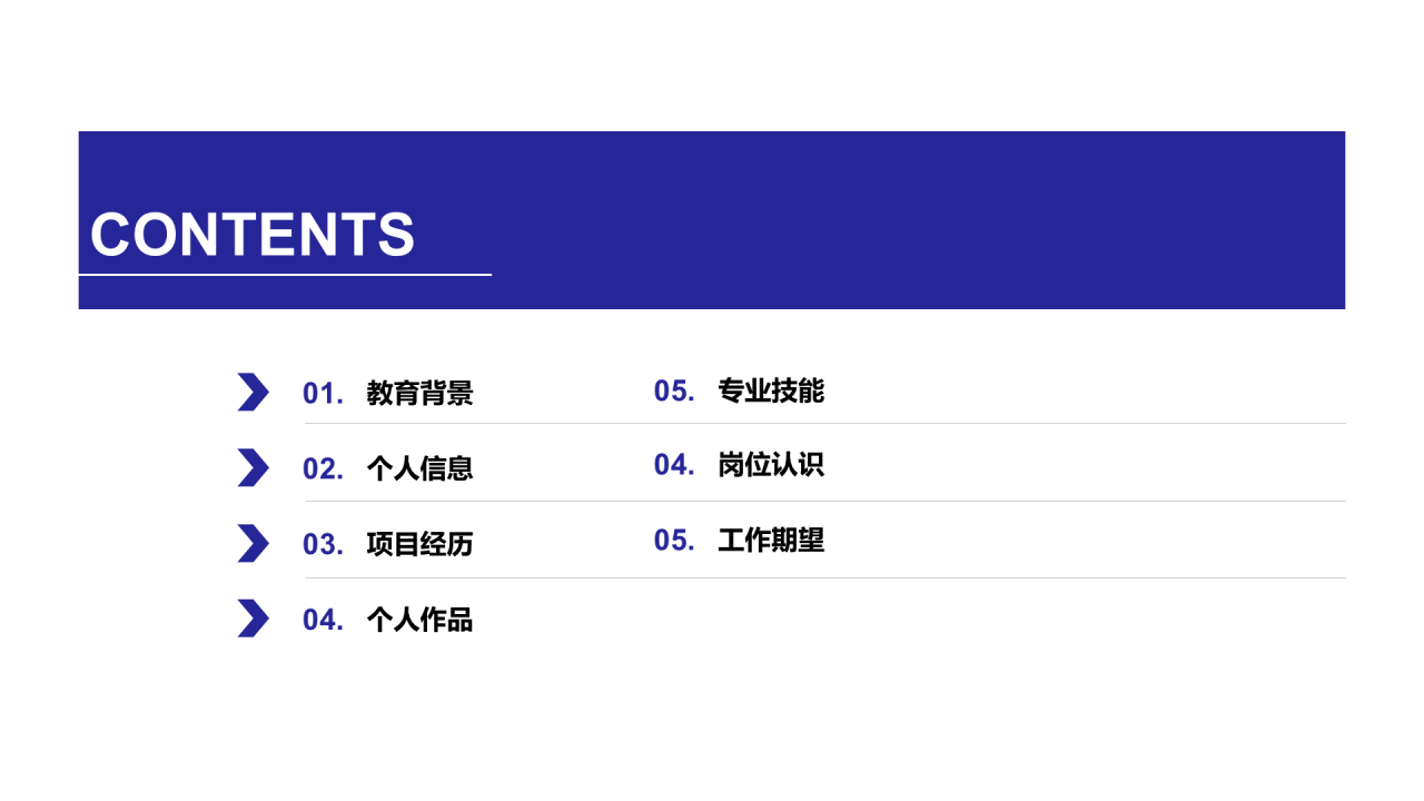 蓝色简约风个人简历岗位述职报告PPT素材
