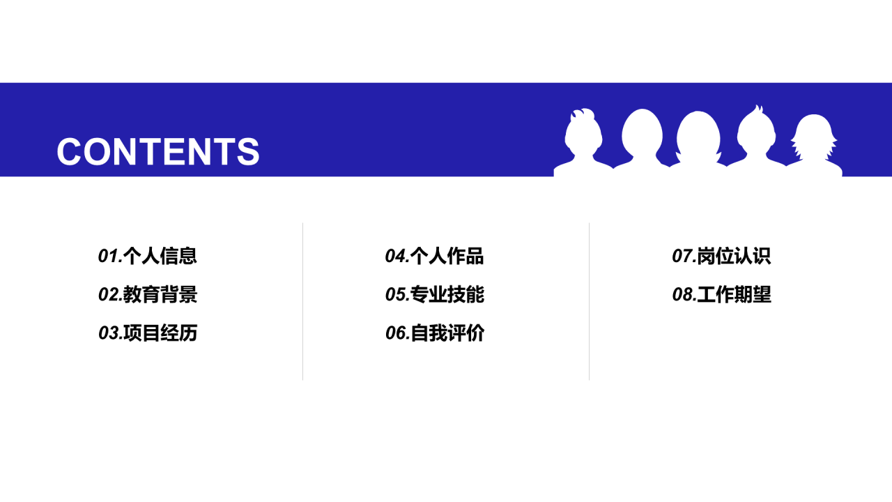蓝色商务个人简历岗位竞聘报告PPT案例