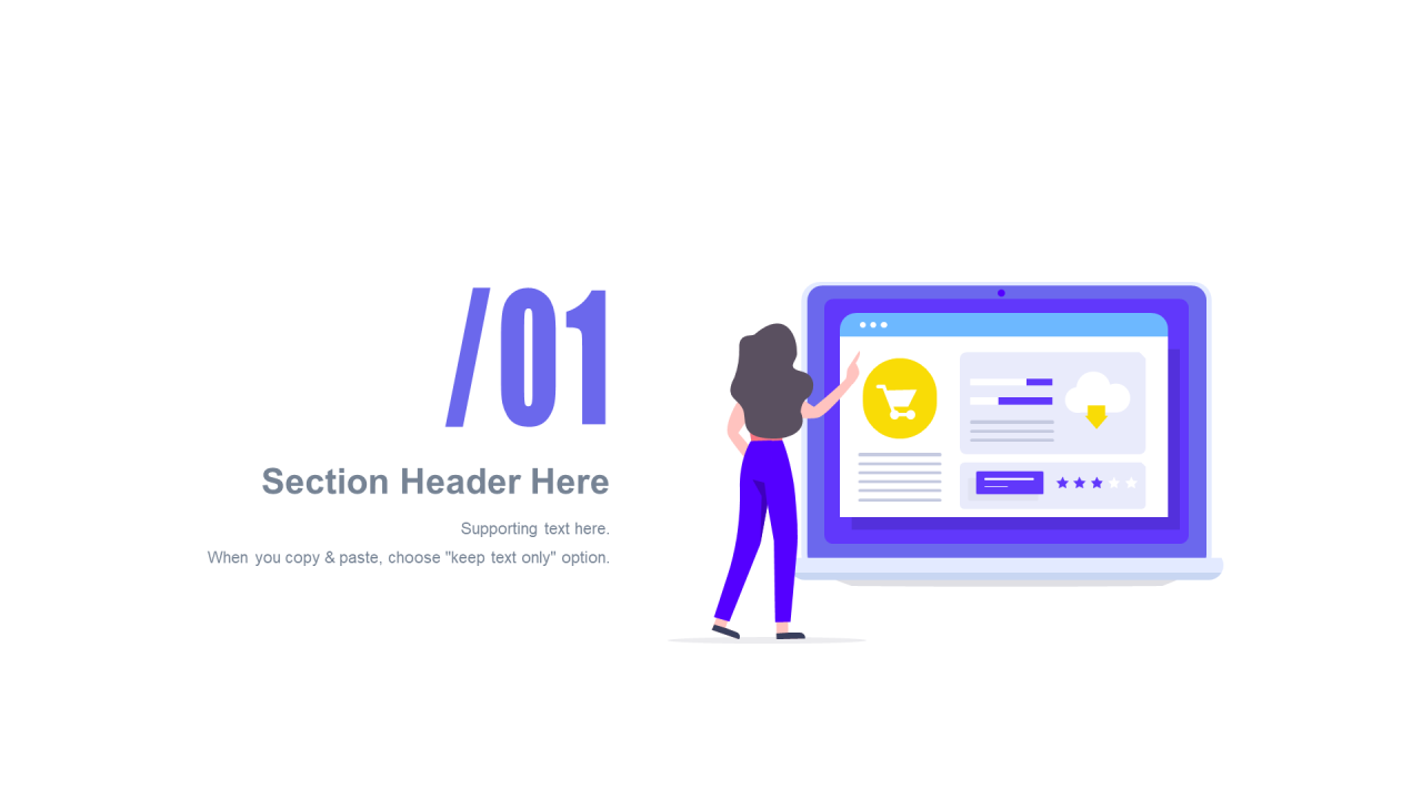 蓝色插画风年终总结PPT通用模板