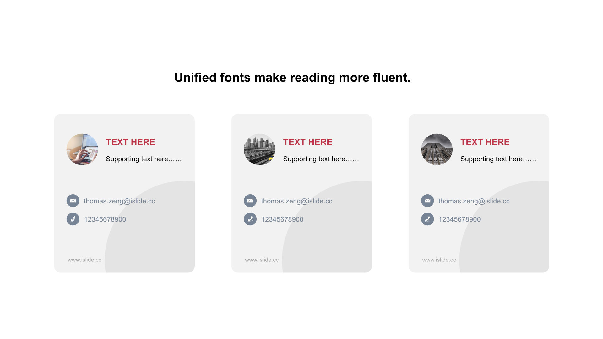 红色圆形扁平3项PPT列表