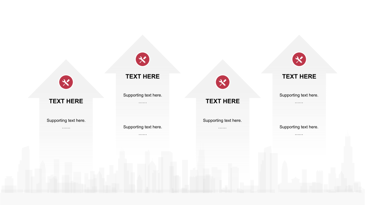 红色圆形扁平4项PPT列表