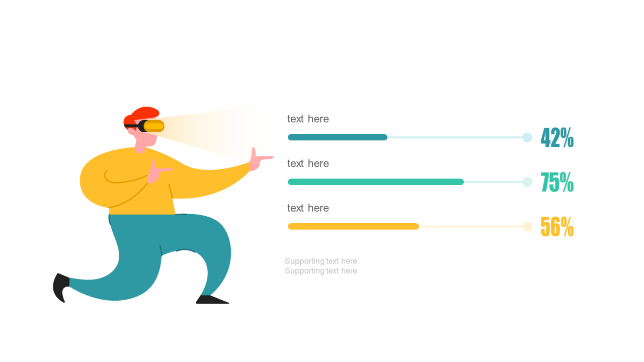 多色扁平PPT条形图