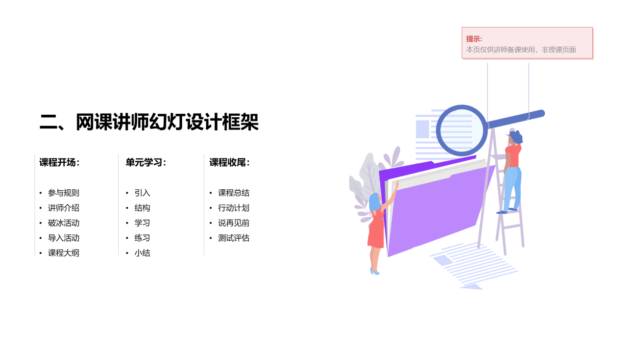 紫色插画风网络课程培训课件PPT案例