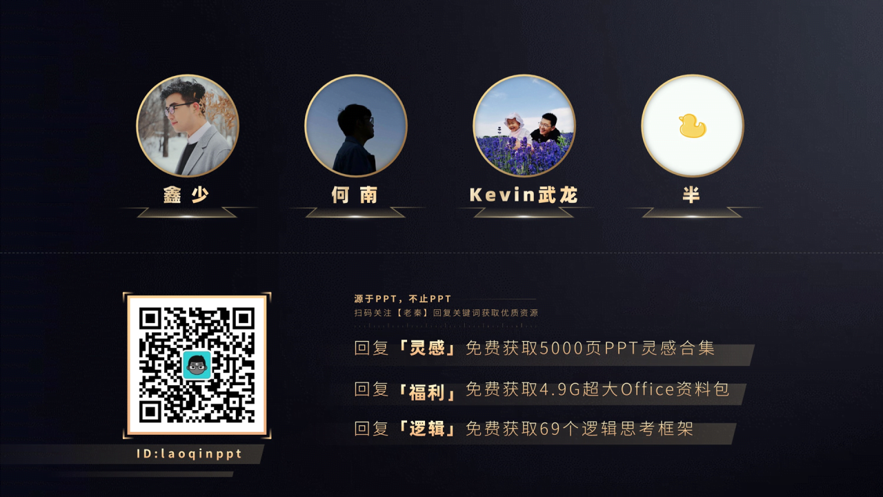 黑色插画产品展示页设计案例分析PPT素材下载