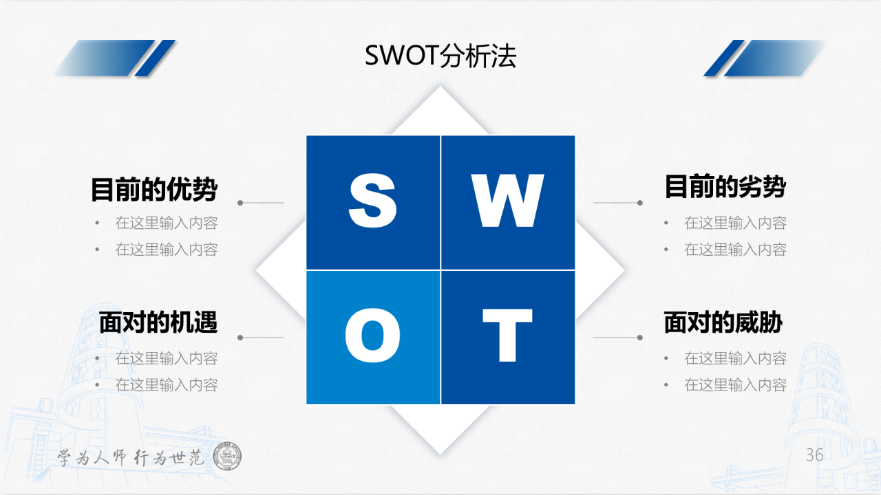 蓝色简约师范大学毕业答辩通用PPT模板下载