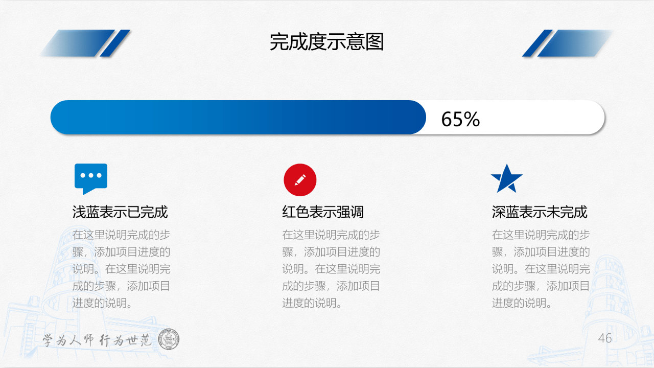 蓝色简约师范大学毕业答辩通用PPT模板下载
