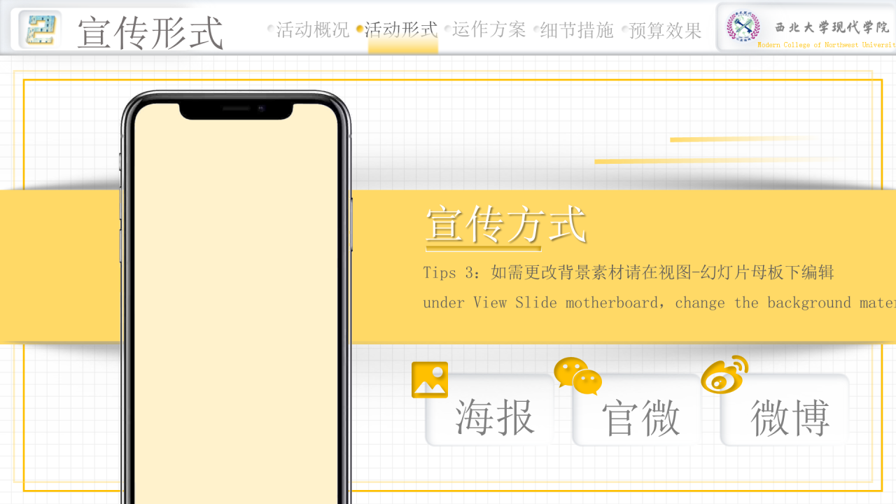 黄色简约西北大学现代学院毕业论文答辩PPT模板