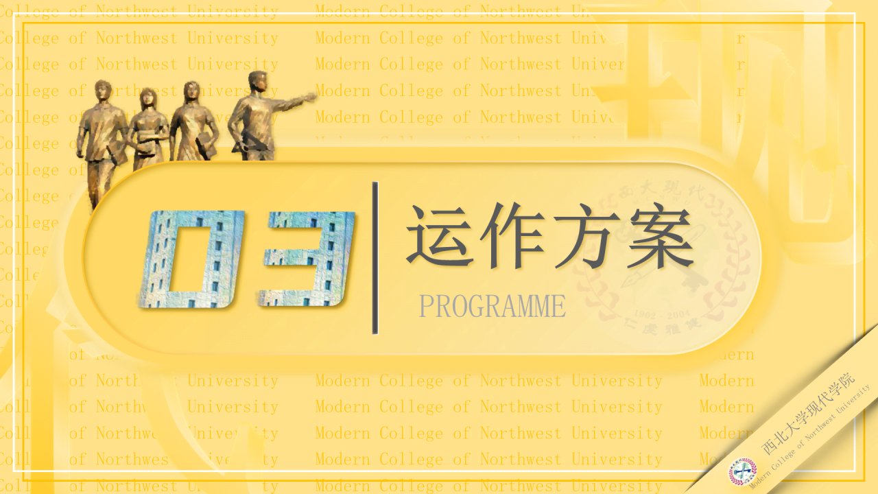 黄色简约西北大学现代学院毕业论文答辩PPT模板