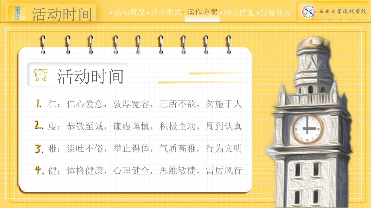 黄色简约西北大学现代学院毕业论文答辩PPT模板