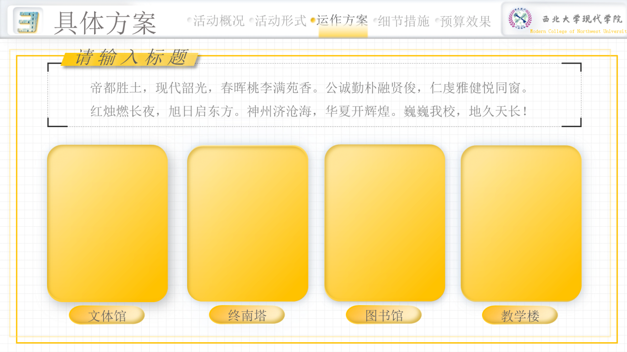 黄色简约西北大学现代学院毕业论文答辩PPT模板