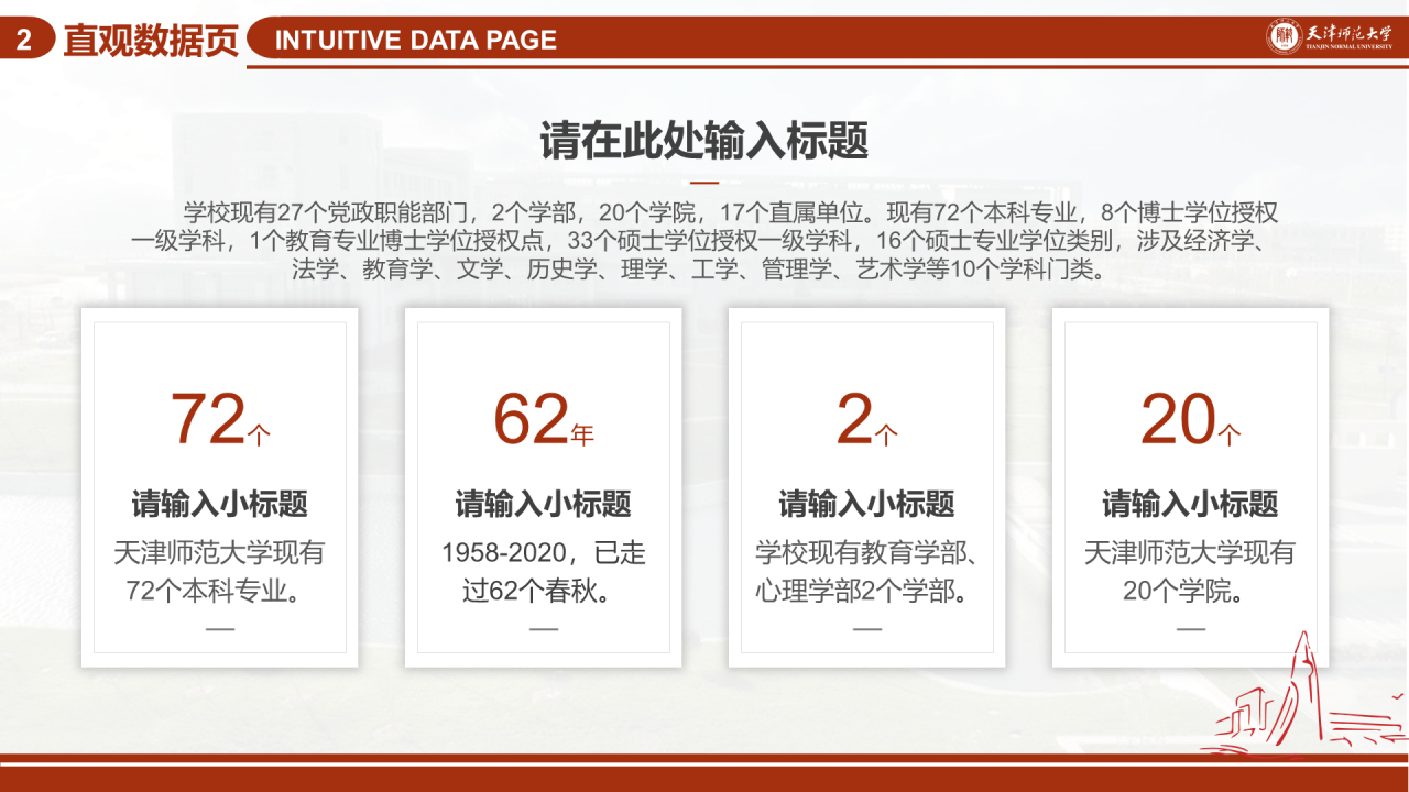 红色简约天津师范大学毕业答辩PPT模板