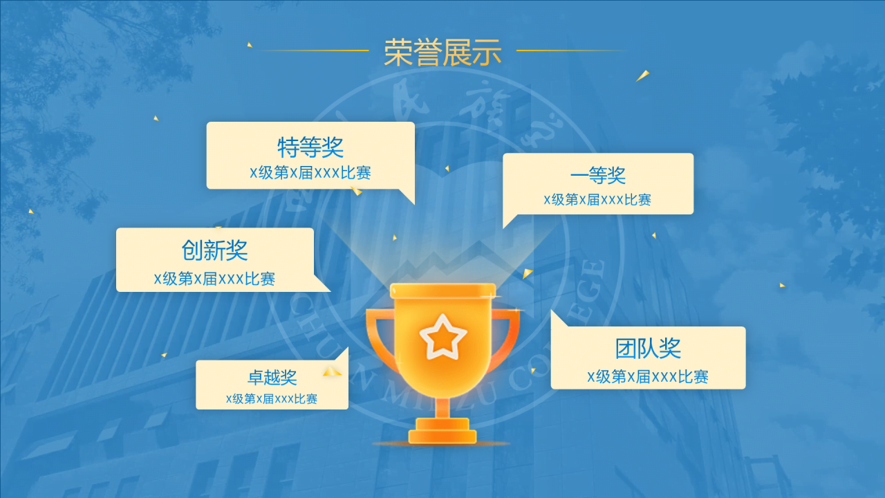 蓝色简约风四川民族学院汇报答辩PPT案例