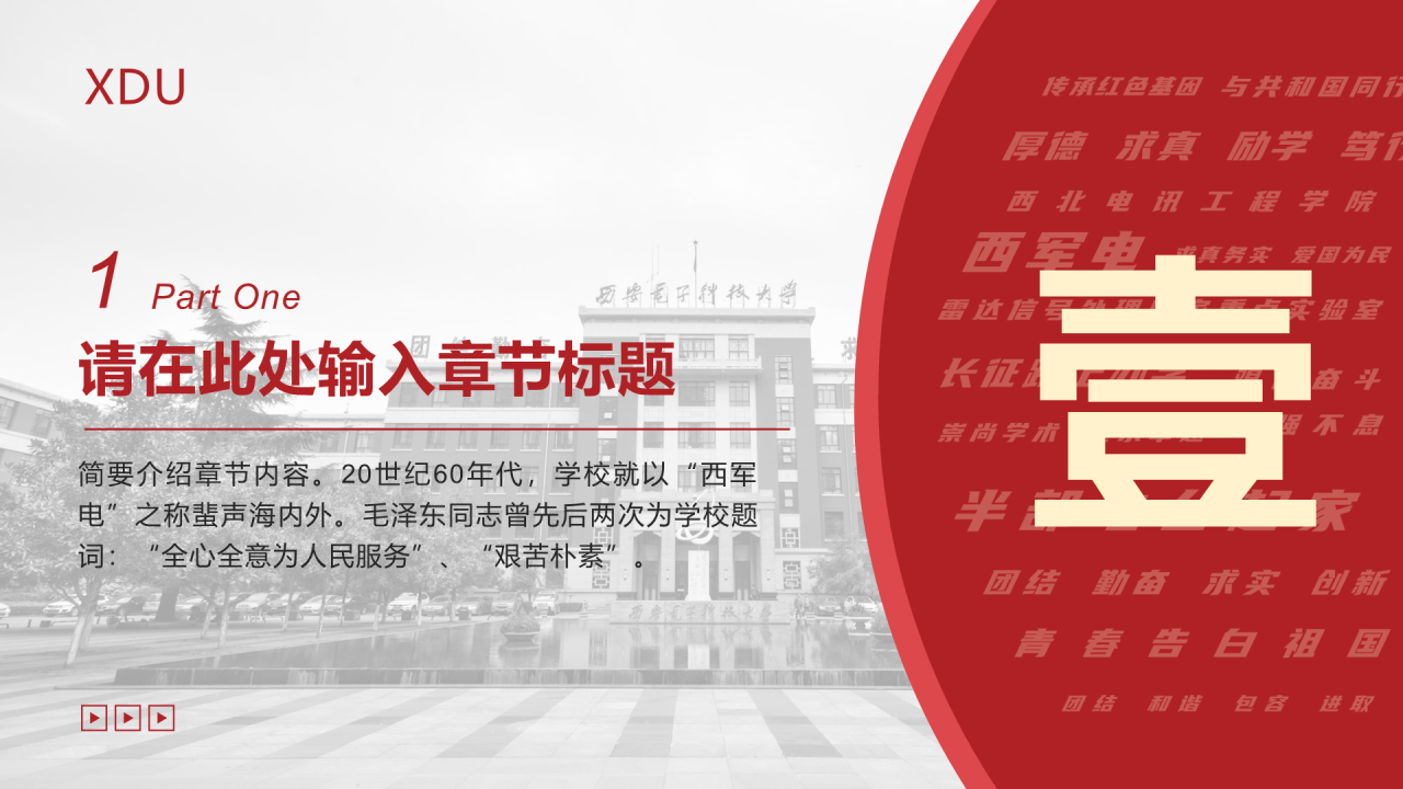 红色简约西安电子科技大学毕业论文答辩PPT模板