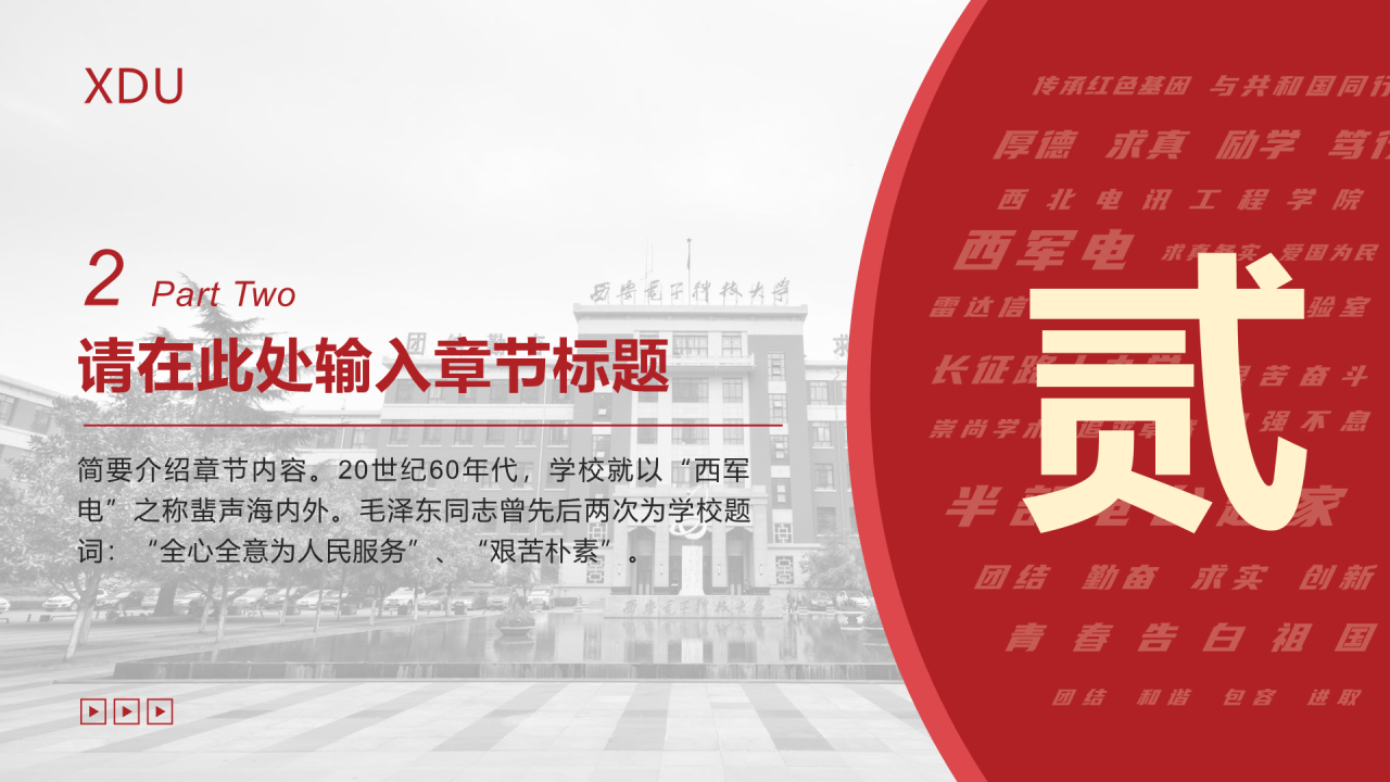 红色简约西安电子科技大学毕业论文答辩PPT模板