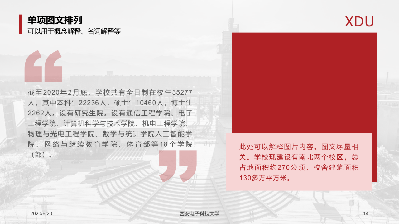 红色简约西安电子科技大学毕业论文答辩PPT模板