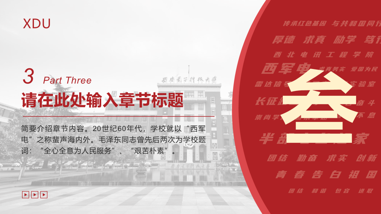 红色简约西安电子科技大学毕业论文答辩PPT模板