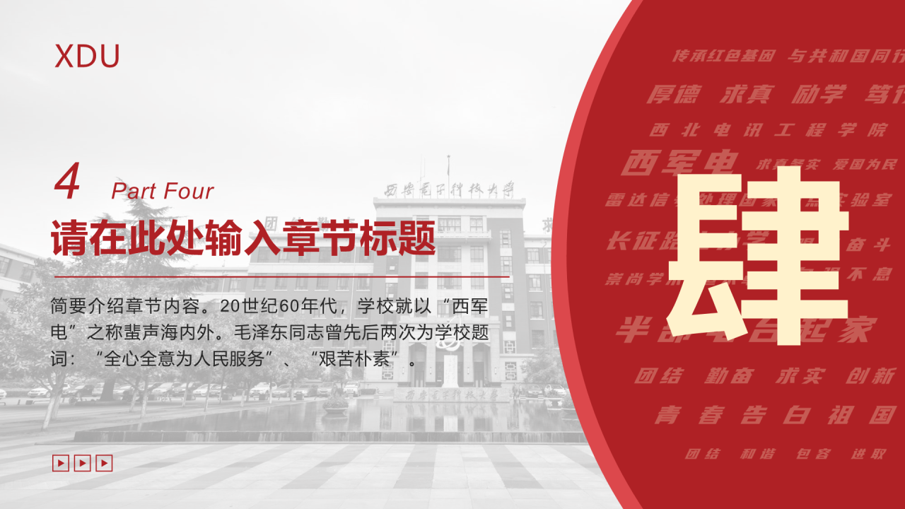 红色简约西安电子科技大学毕业论文答辩PPT模板