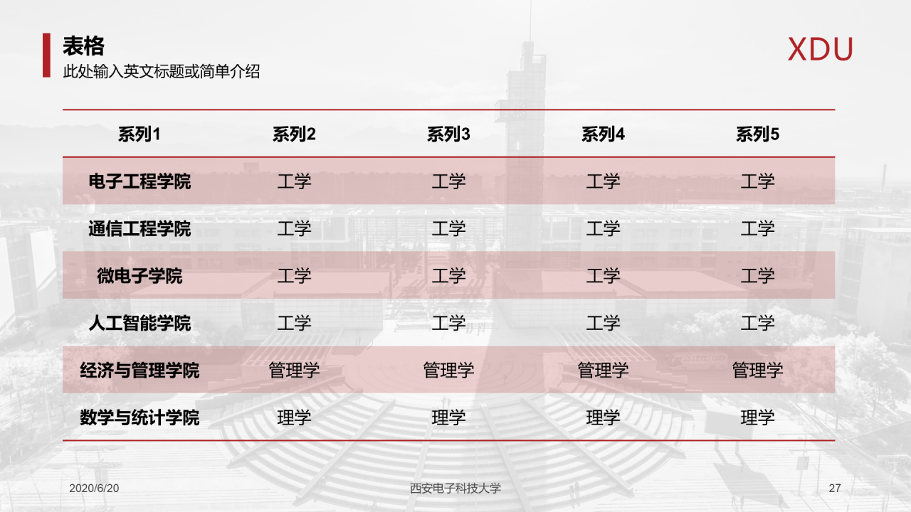 红色简约西安电子科技大学毕业论文答辩PPT模板