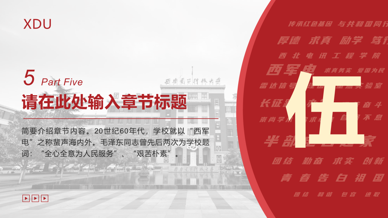 红色简约西安电子科技大学毕业论文答辩PPT模板