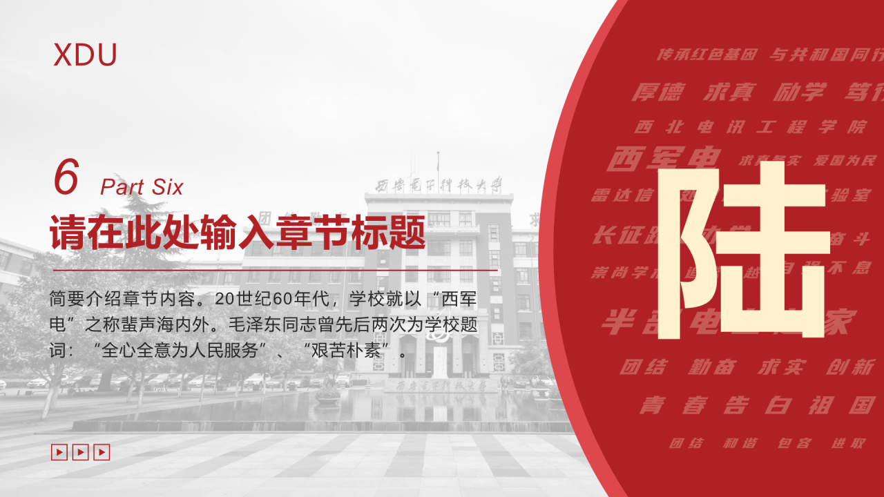 红色简约西安电子科技大学毕业论文答辩PPT模板