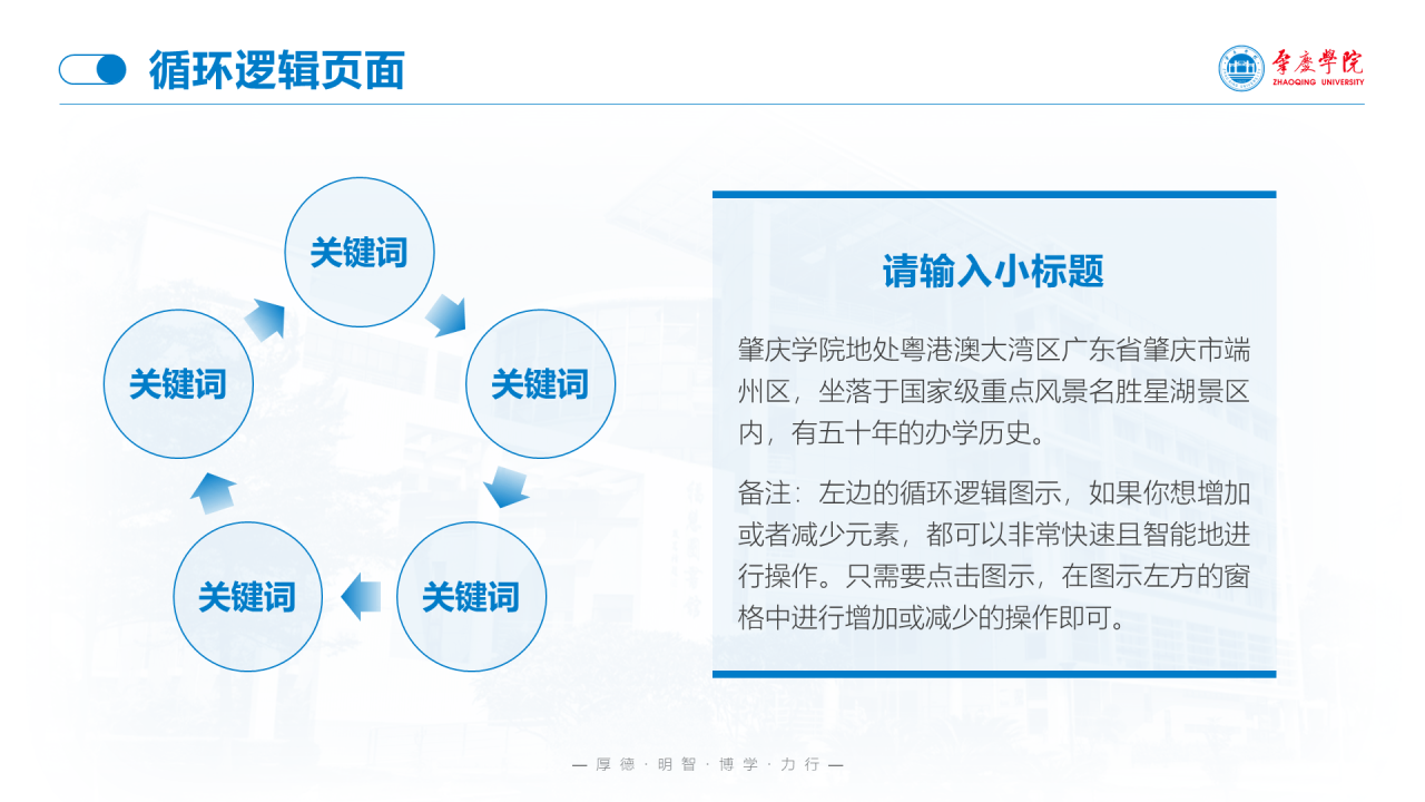 蓝色渐变肇庆学院毕业论文答辩通用PPT模板