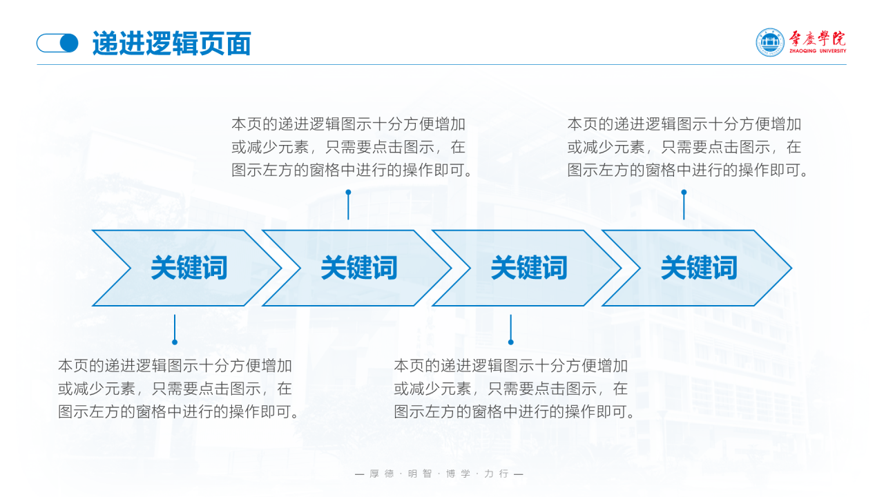 蓝色渐变肇庆学院毕业论文答辩通用PPT模板