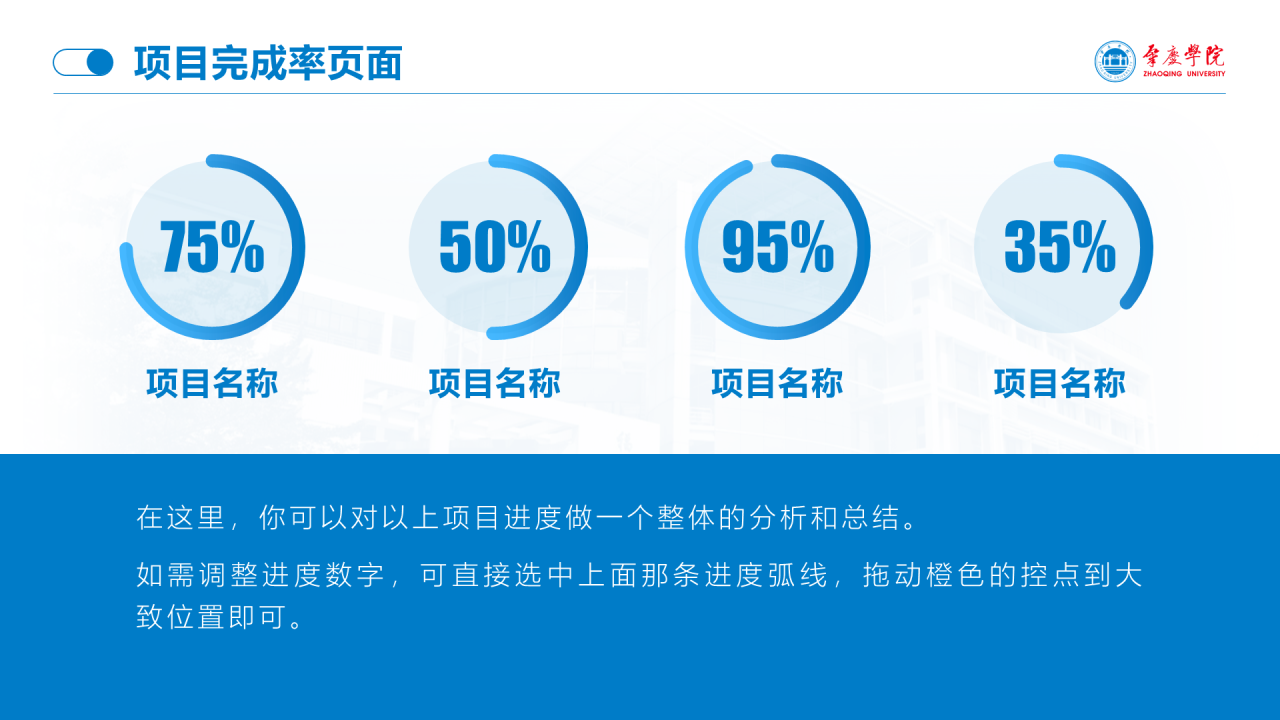 蓝色渐变肇庆学院毕业论文答辩通用PPT模板