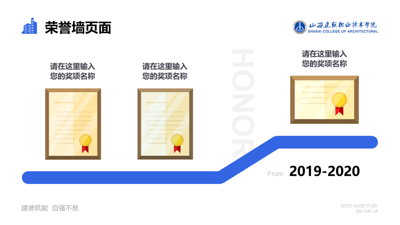 蓝色插画山西建筑职业技术学院毕业答辩PPT模板下载