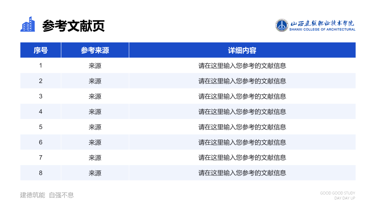 蓝色插画山西建筑职业技术学院毕业答辩PPT模板下载