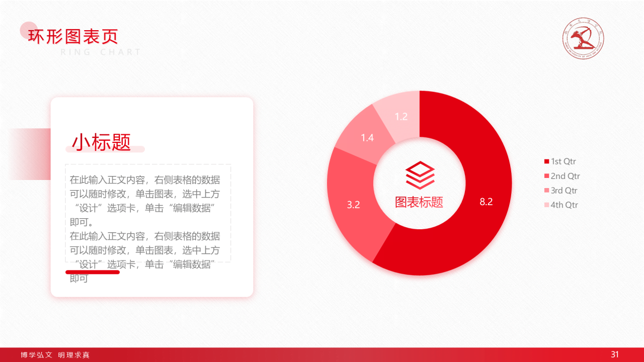 红色简约文理学院毕业答辩通用PPT模板