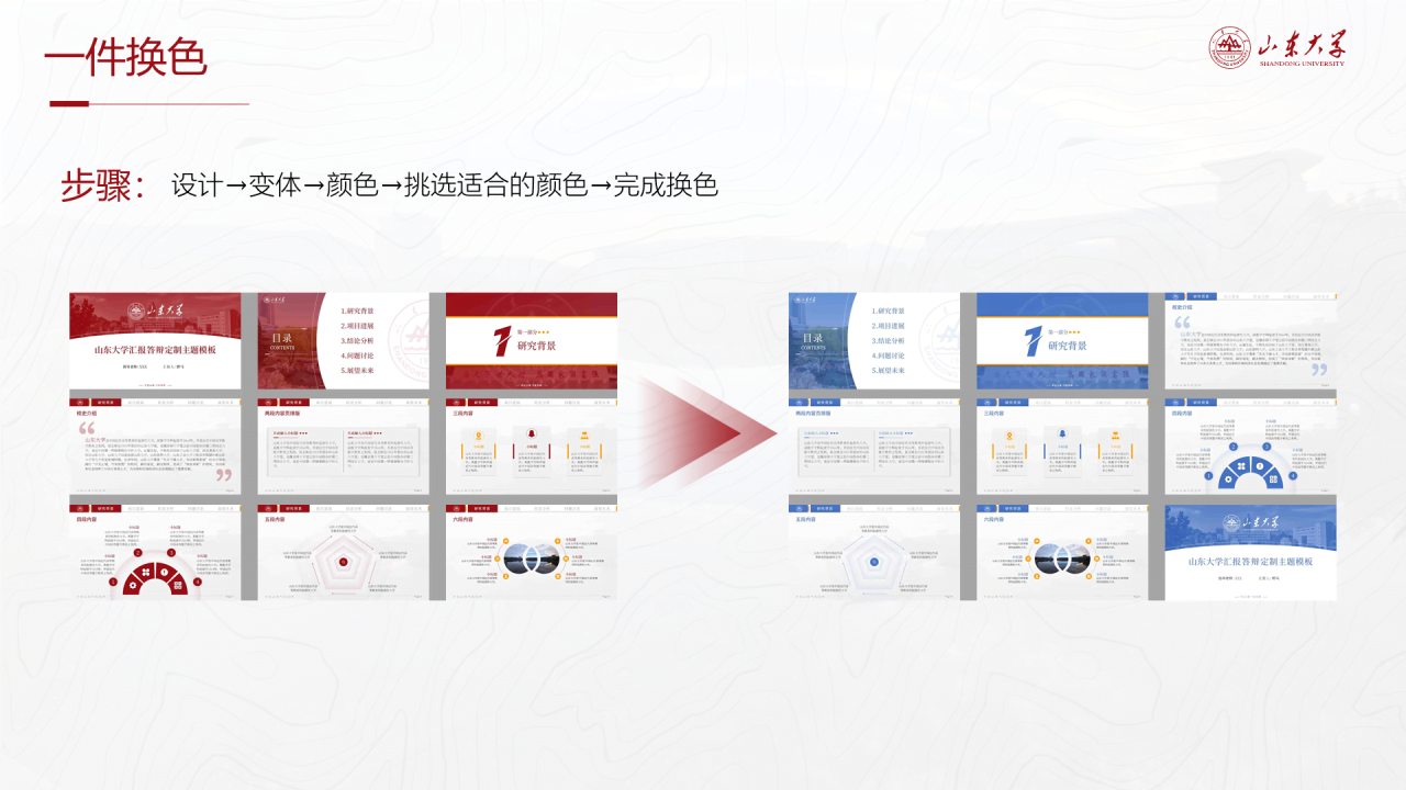 红色商务山东大学毕业生论文答辩PPT下载