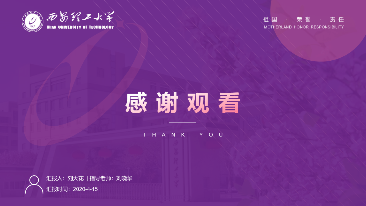 紫色简约风西安理工大学毕业答辩PPT案例