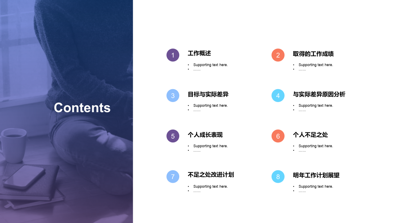 蓝色渐变商务风年终公司部门工作总结PPT模板