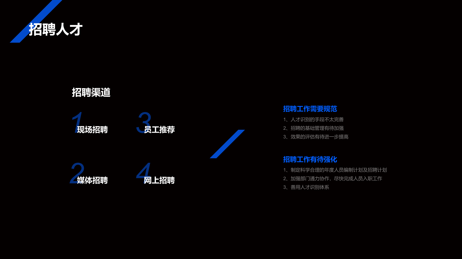 蓝色商务人力资源部工作总结述职报告PPT模板