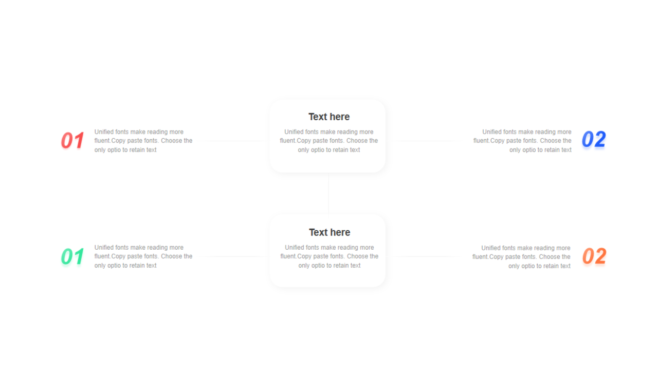 多色圆角矩形阴影6项PPT关系