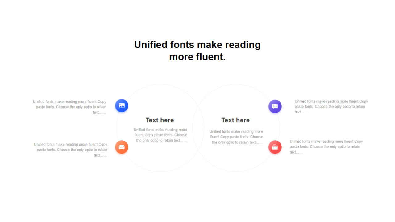 多色圆形阴影4项PPT关系