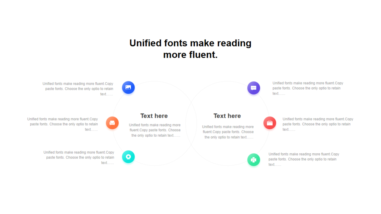 多色圆形阴影4项PPT关系