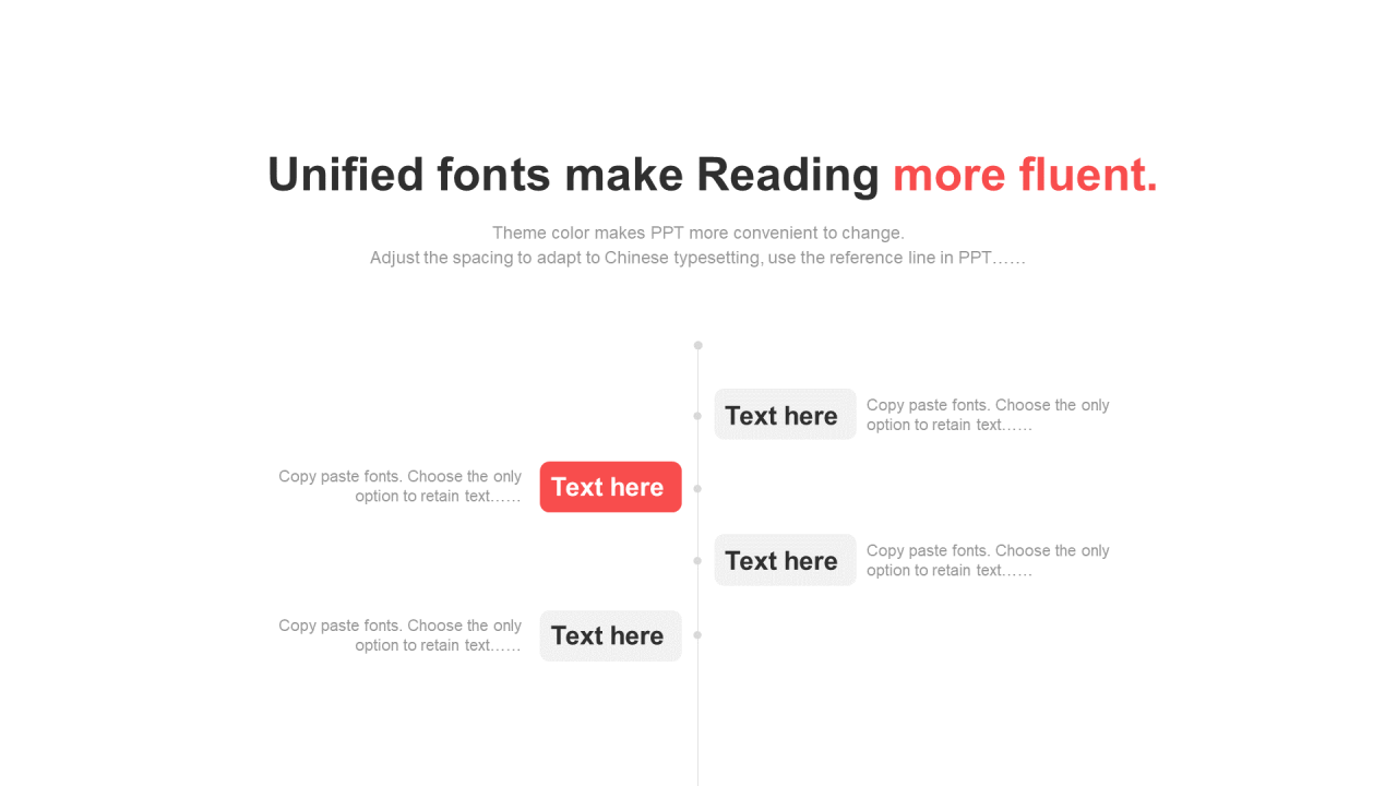 红色圆角矩形扁平4项PPT流程时间轴