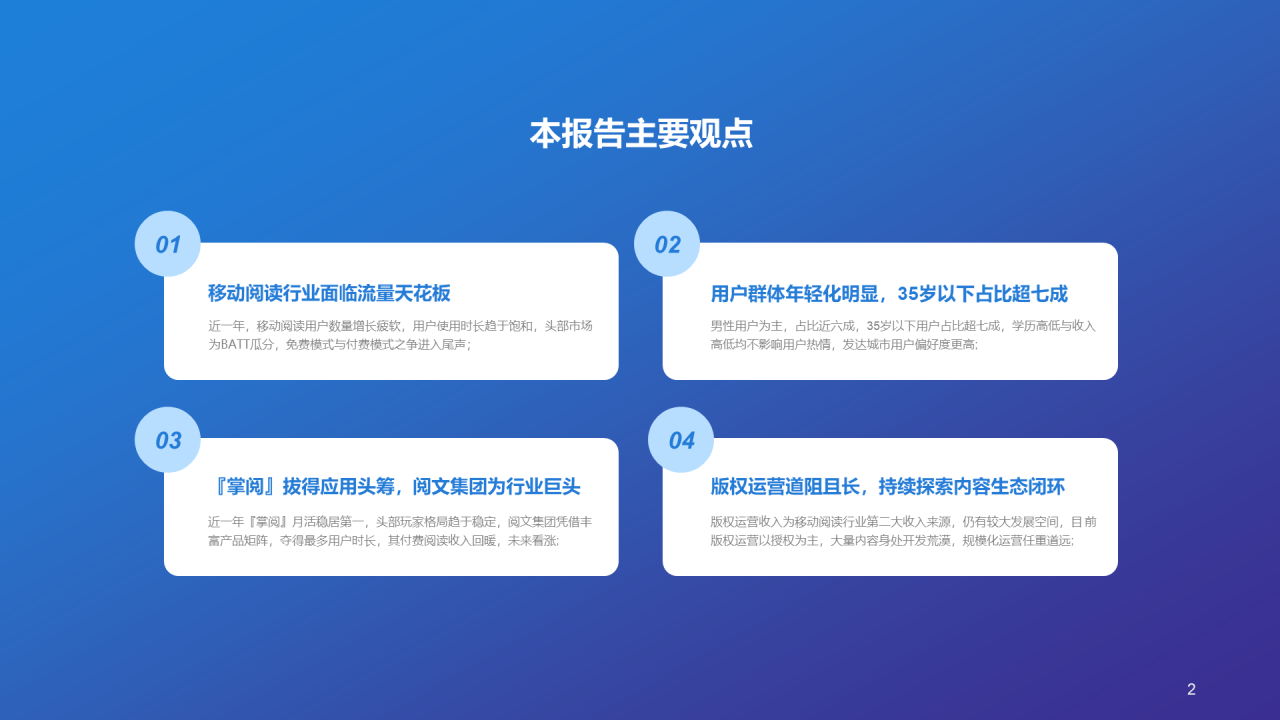 蓝色简约2020年移动阅读行业研究报告