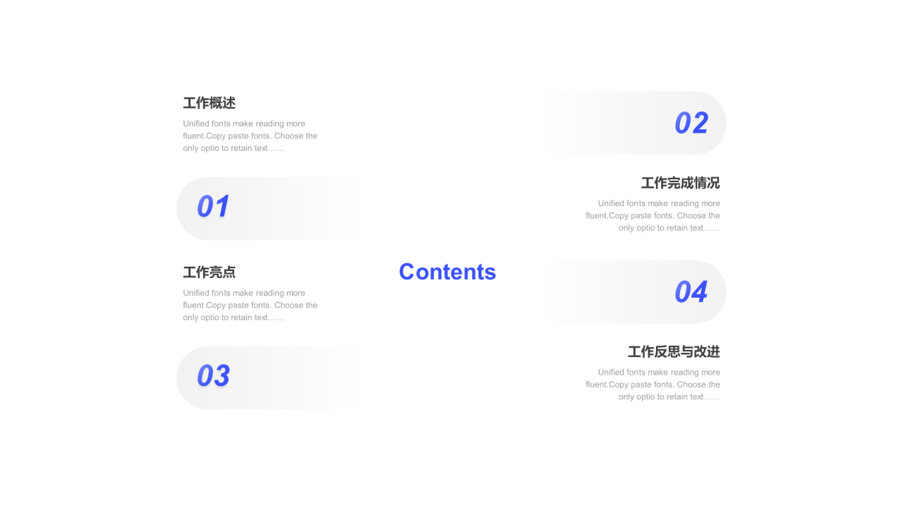 蓝色渐变年度总结汇报工作进度总结PPT素材