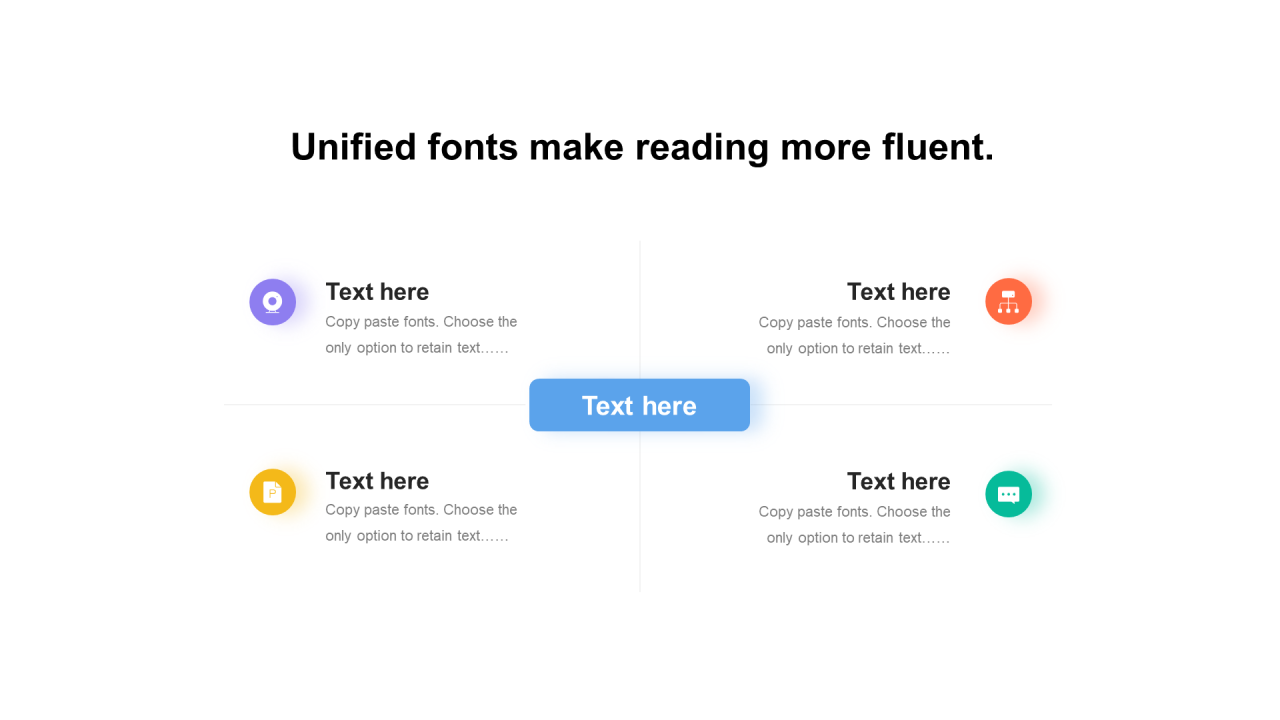多色矩形阴影4项PPT关系