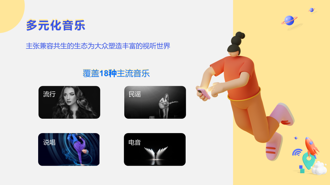 黄色插画抖音音乐生态数据报告PPT案例