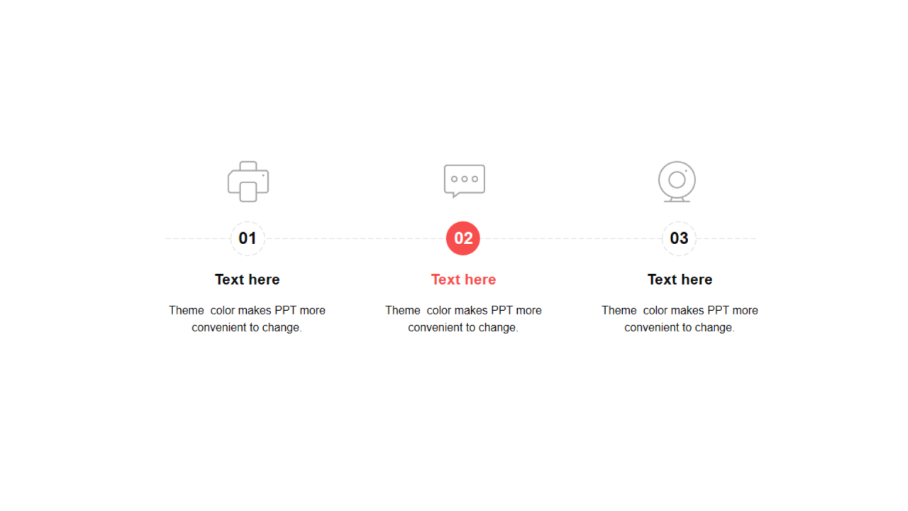 红色圆形扁平3项PPT流程时间轴