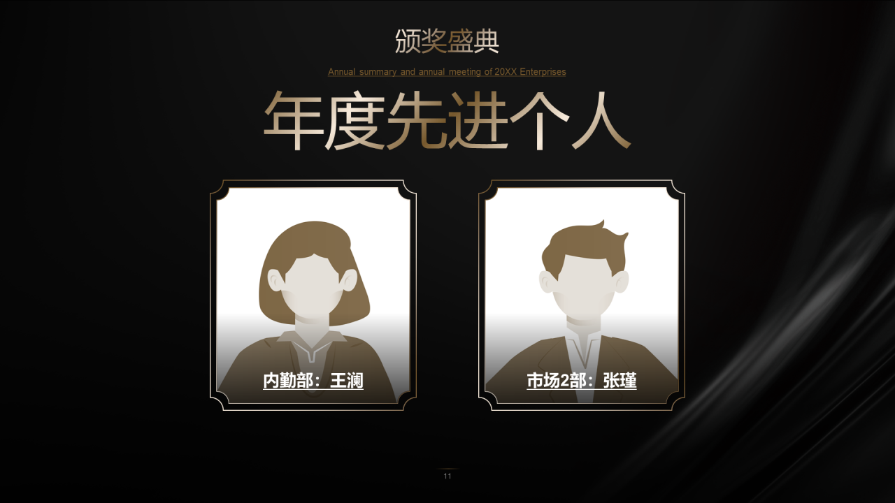 深色简约年终颁奖典礼PPT案例