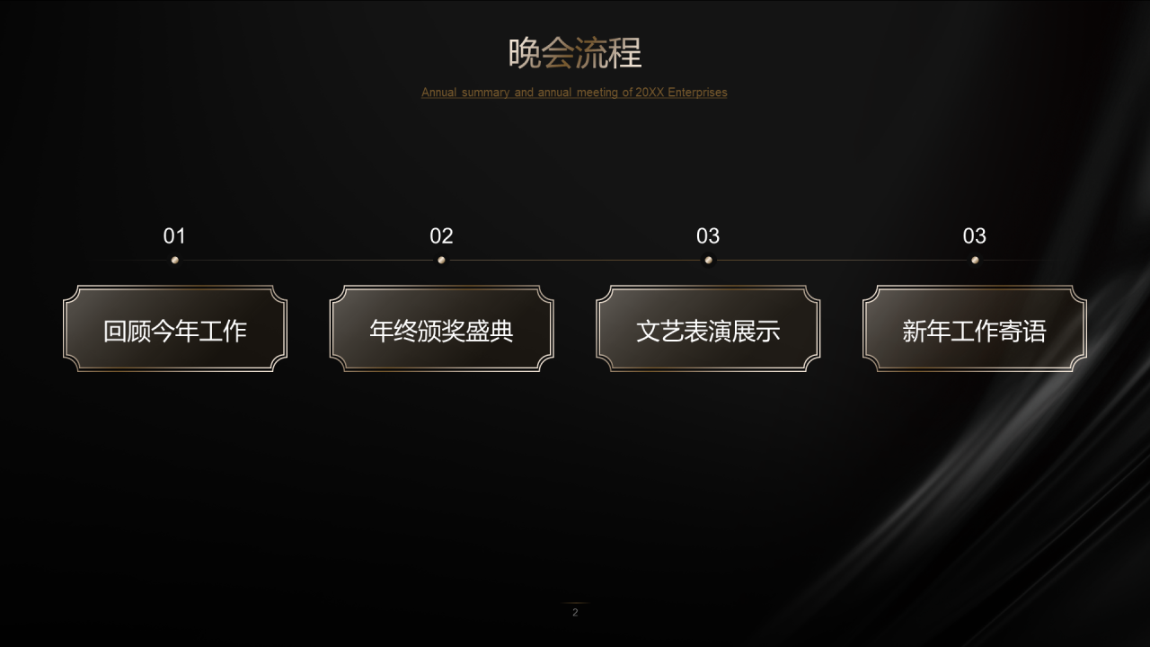 深色简约年终颁奖典礼PPT案例